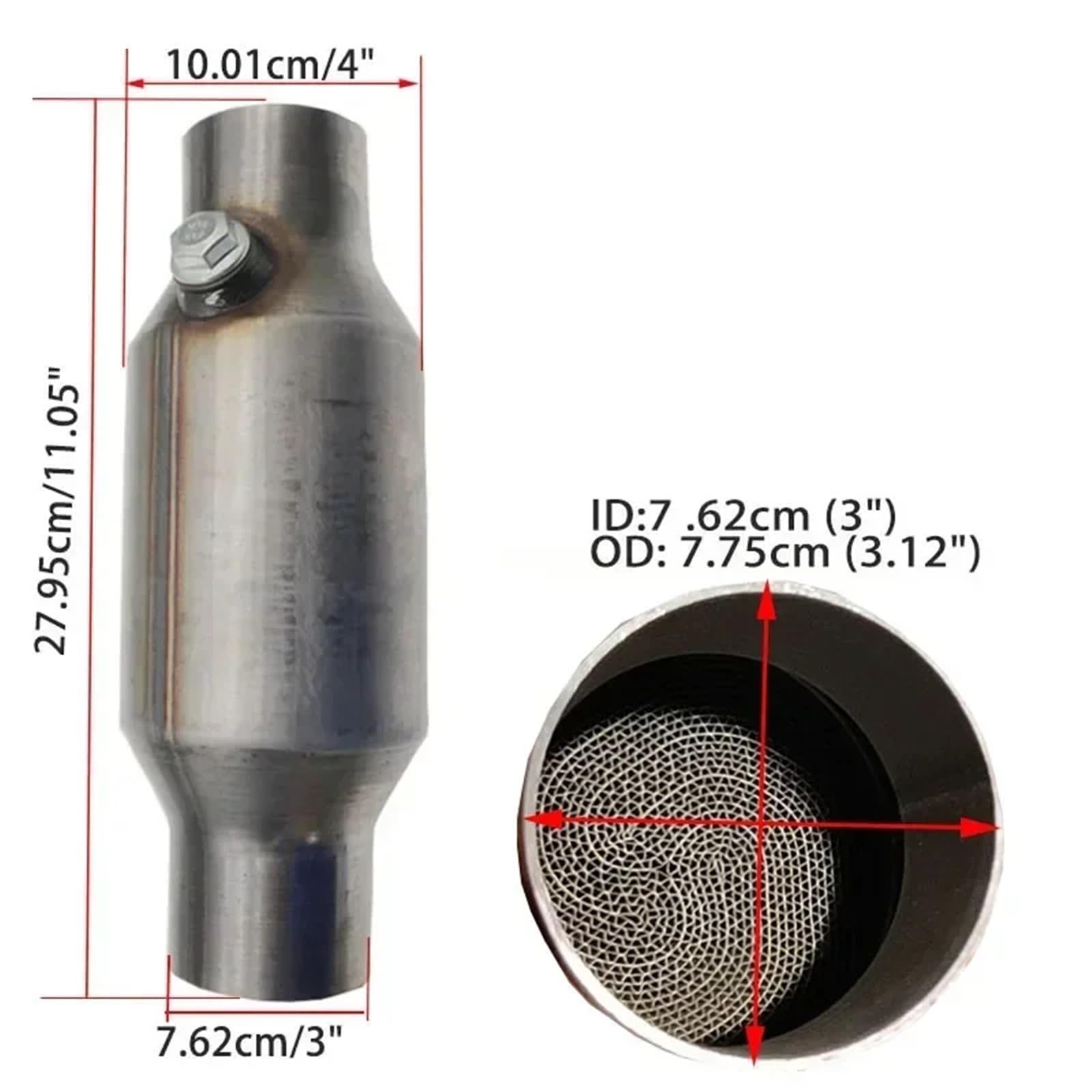 katalizator akcesoria Katalizator filtr 2"/2,25"/2,5"/3" Katalizator wysokoprzepływowy Filtr wydechowy o strukturze plastra miodu z rdzeniem metalowym 200 ogniw Euro1 Sport(3 inch)