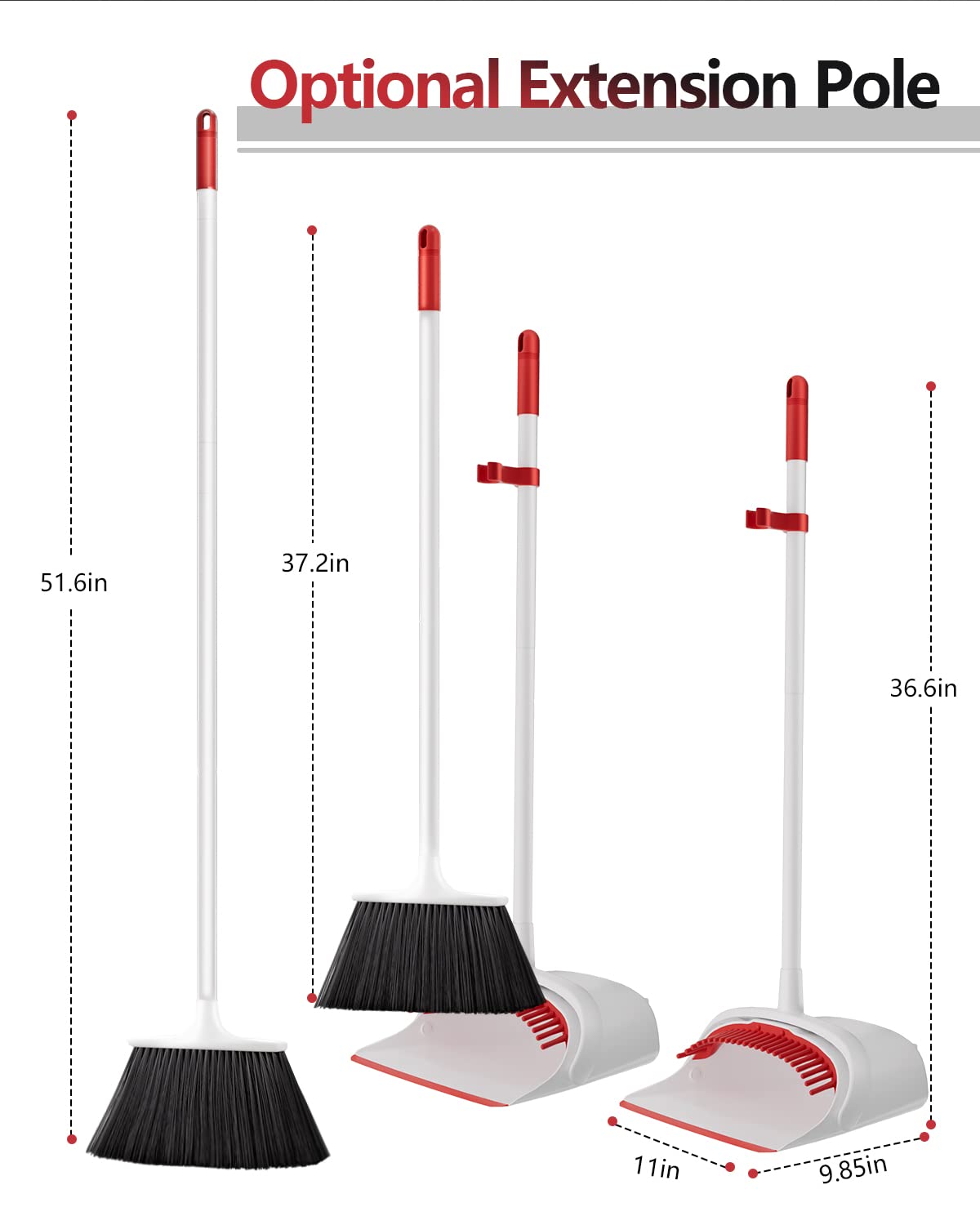 Broom and Dustpan Set, Broom and Dustpan Set for Home, Dustpan with 52" Long Handle Broom Combo Set, Standing Dustpan and Broom Set for Home Kitchen Room Office Lobby Floor Cleaning 1