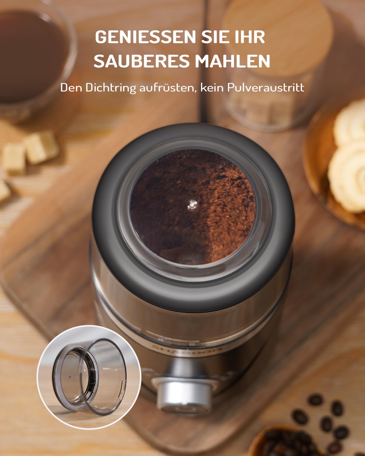 SHARDOR Macina Caffé Elettrico, per la Regolazione Precisa del Grado di Macinatura Macina Caffe, per Chicchi di Caffè, Spezie, Cereali, Noci, Pepe, Zucchero, Macinino Caffe Silenziosi