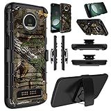 Moto Z3 Case, Moto Z3 Play Case, Elegant Choise Hybrid Heavy Duty Shockproof Full Body Protective Case with Kickstand and Swivel Belt Clip for Motorola Moto Z Play 3nd Gen (Multi-Color)