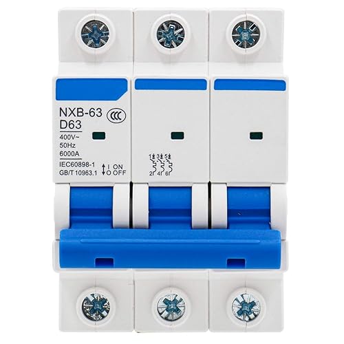 Miniatura 2 de Baomain Mini disyuntor NXB-63 D63 AC 400V 63Amp 3 Pole DIN Rail montaje trabajo para protección del motor y compresor de aire