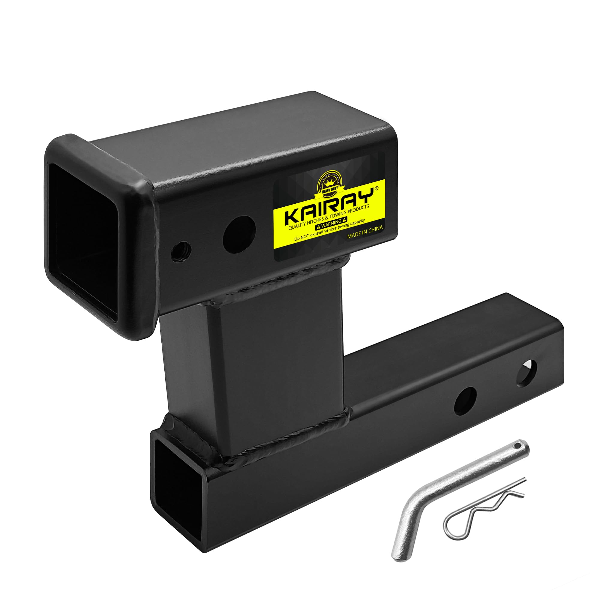 KAIRAY Trailer Receiver Hitch Riser Extender Adapter 6" Drop/Riser, 8" and 10" Extension Length, 2" Shank, 7500lbs Towing Capacity, Matte Black