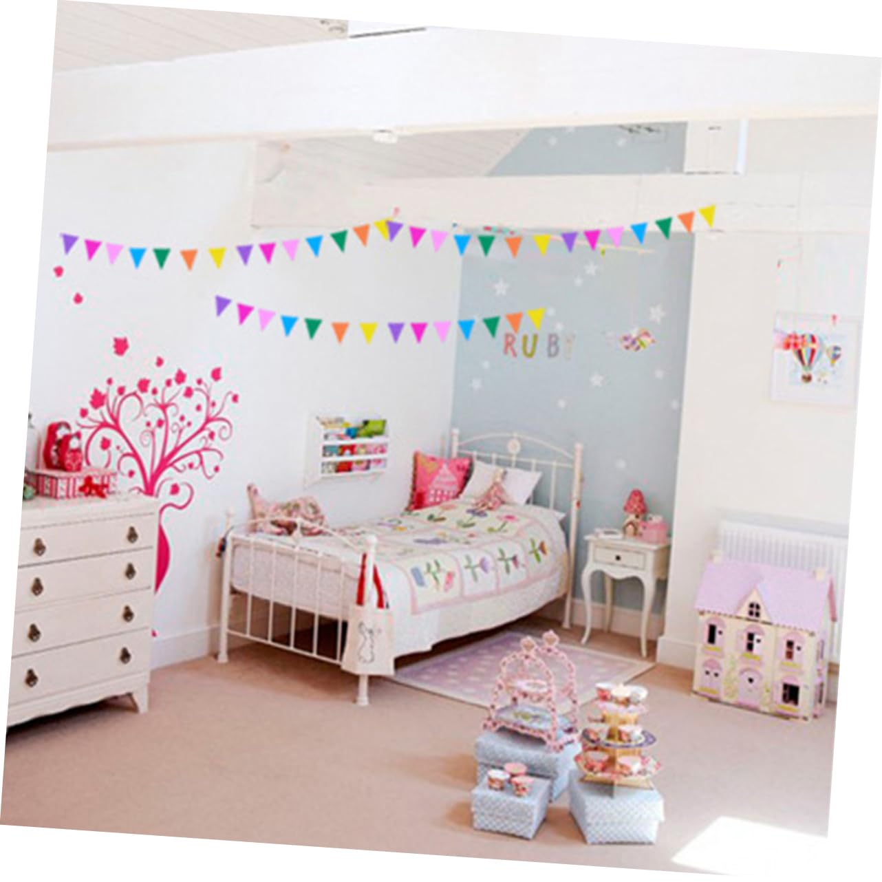 COOLHIYA Colorful Flags Party Banner Paper Banner Birthday Garland Decorations for Celebration