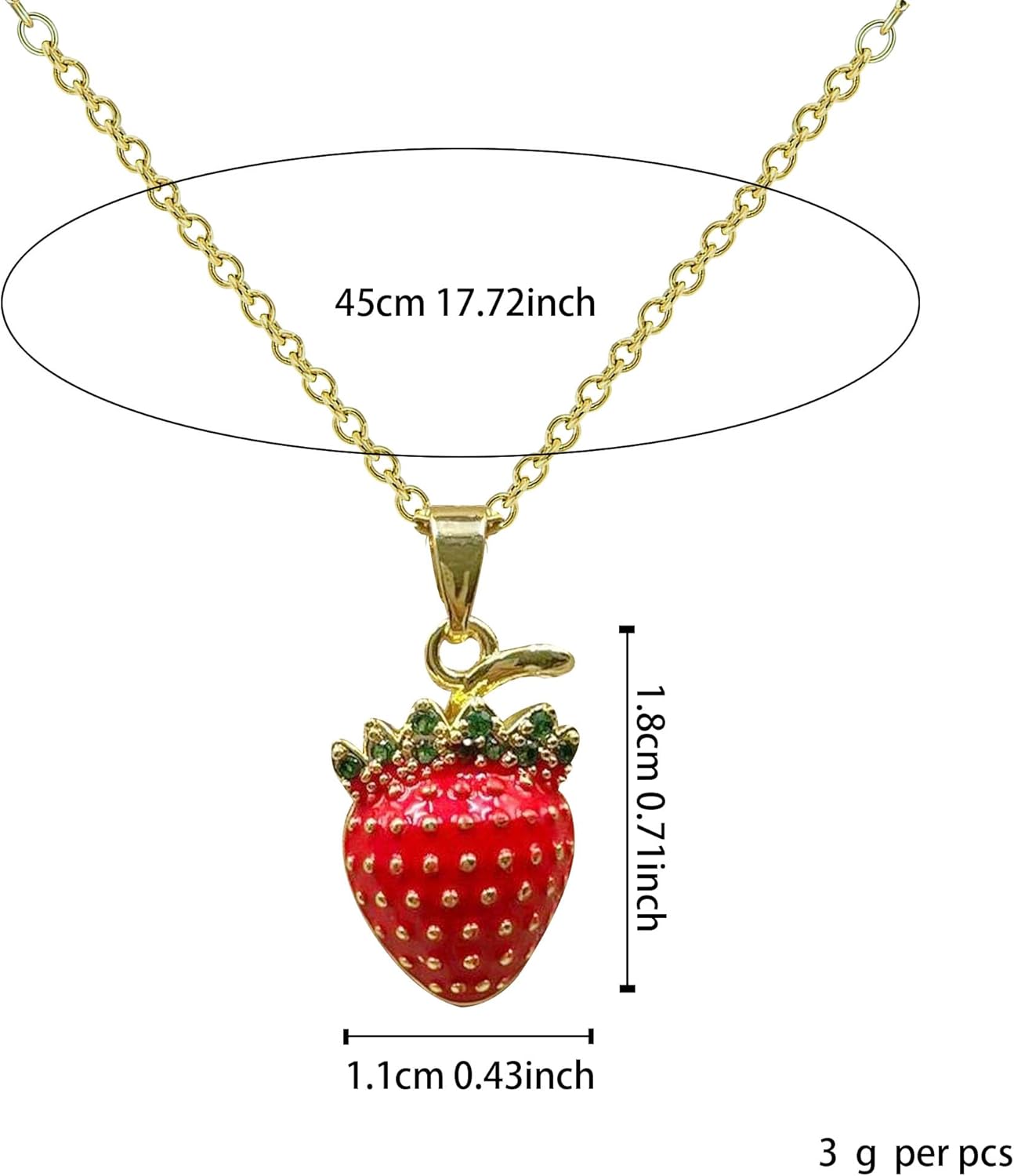 Cute Red Strawberry Necklace for Women 18k Gold Plated Strawberry Pendant Necklace Birthday Jewelry - Image 5