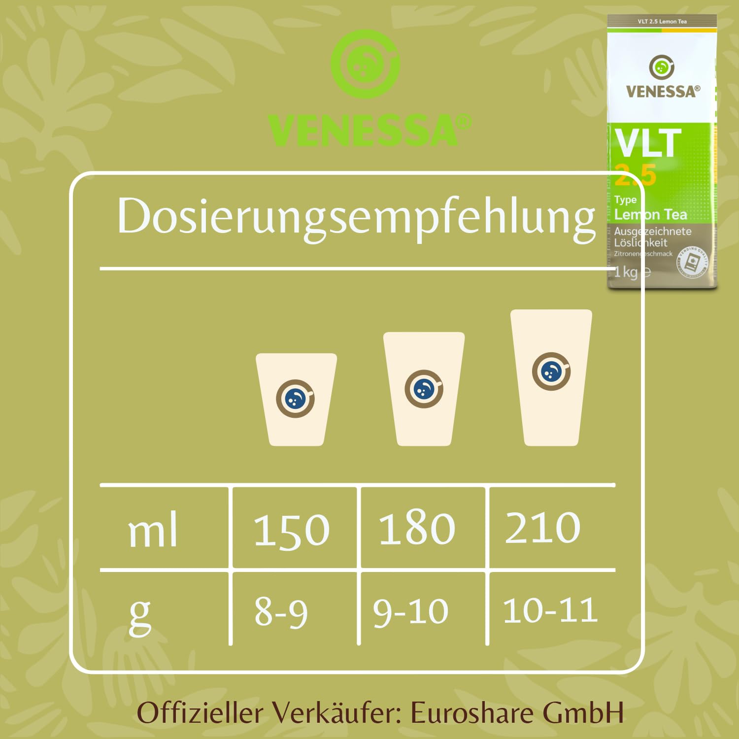 VENESSA VLT 2.5 Lemon Tea 20 x 1 kg opakowanie zapasowe, napój herbaciany, aromatyzowany napój w proszku do firm, zajazdów, restauracji, do wszystkich zastosowań