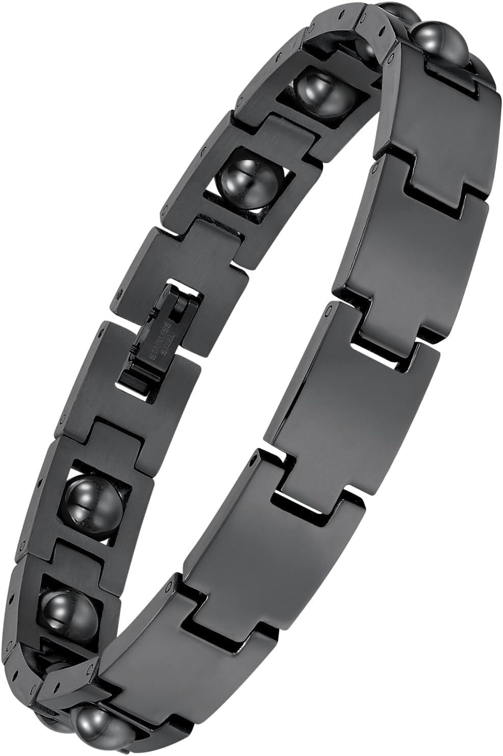 Women's Magnetic Therapy Bracelet with Rotable Obsidian Beads & 5 Powerful Magnets – Adjustable, Stylish Wellness Accessory for Stress Relief, Pain Relief & Energy Balance(Black)