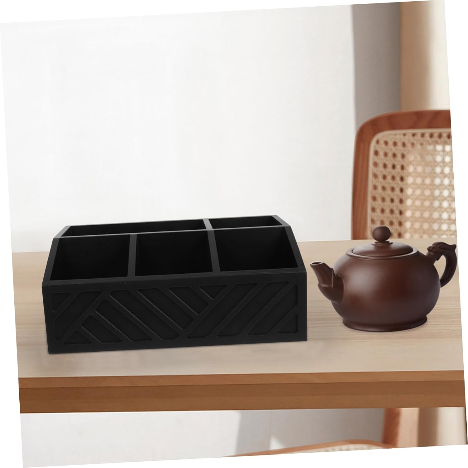 Wooden Coffee and Tea Storage Organizer Box Compartments for Sugar Packets and Tea Bags for Home Coffee Stations and Countertops Compact Design for Easy Access