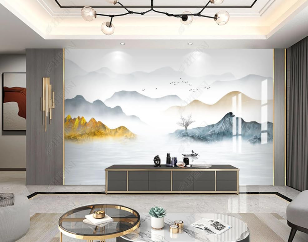 Papier peint intissé paysage encre poster géant mural salon chambre 250x175