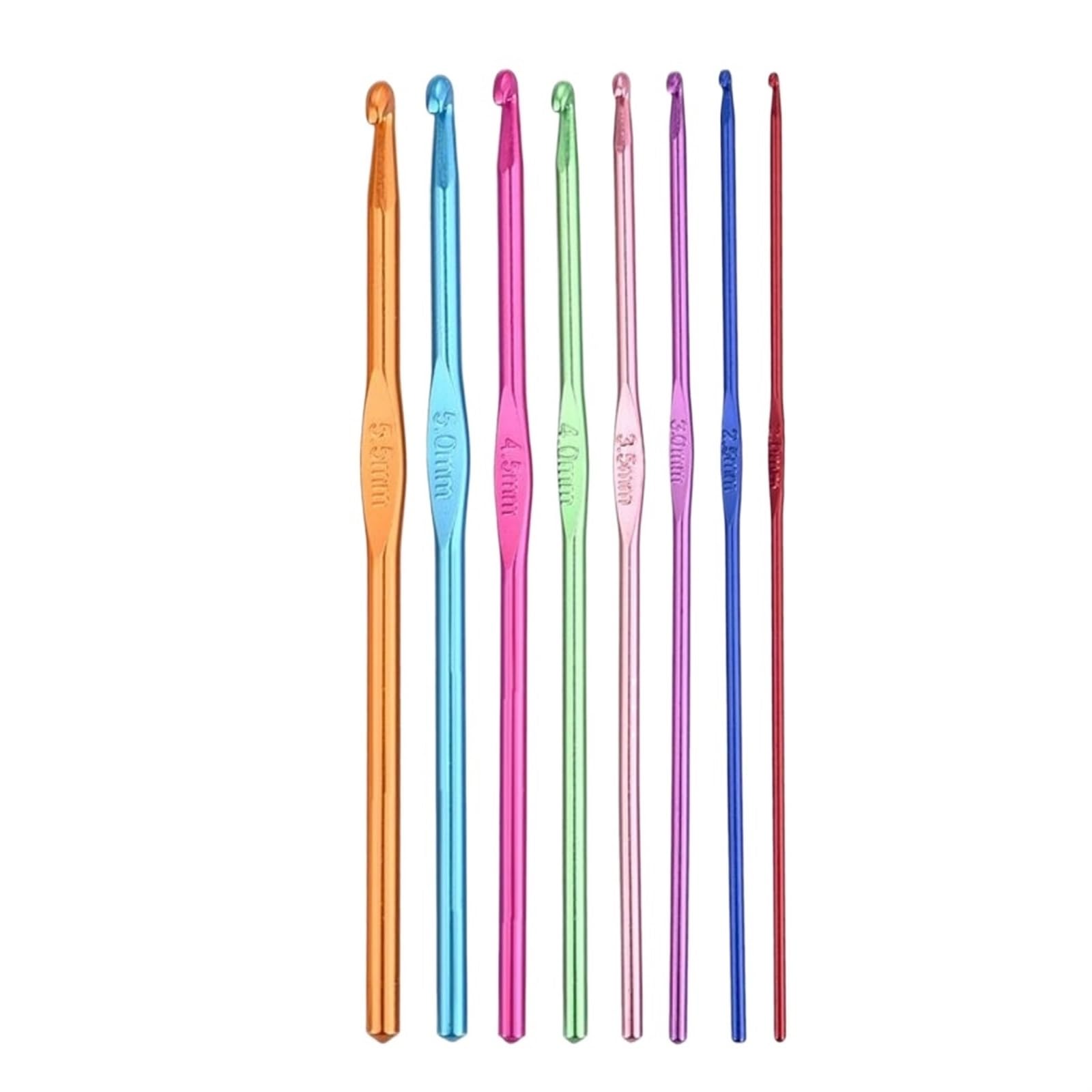 L6NqIAG Crochet Kit Aluminum Crochet Hooks Colored Needles Set Tools for Weaving Knitting(8pcs)