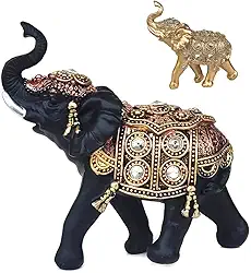 Elefante Decorativo Em Resina Indiano Sabedoria Sorte (J100preto)