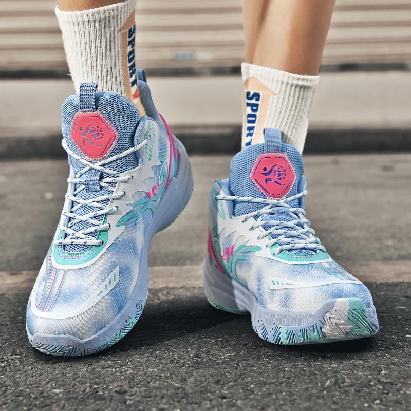 Basketball Shoes for Boys and Girls, Walking Running Shoes Breathable Comfortable Boys Sneakers for Little and Big Kids