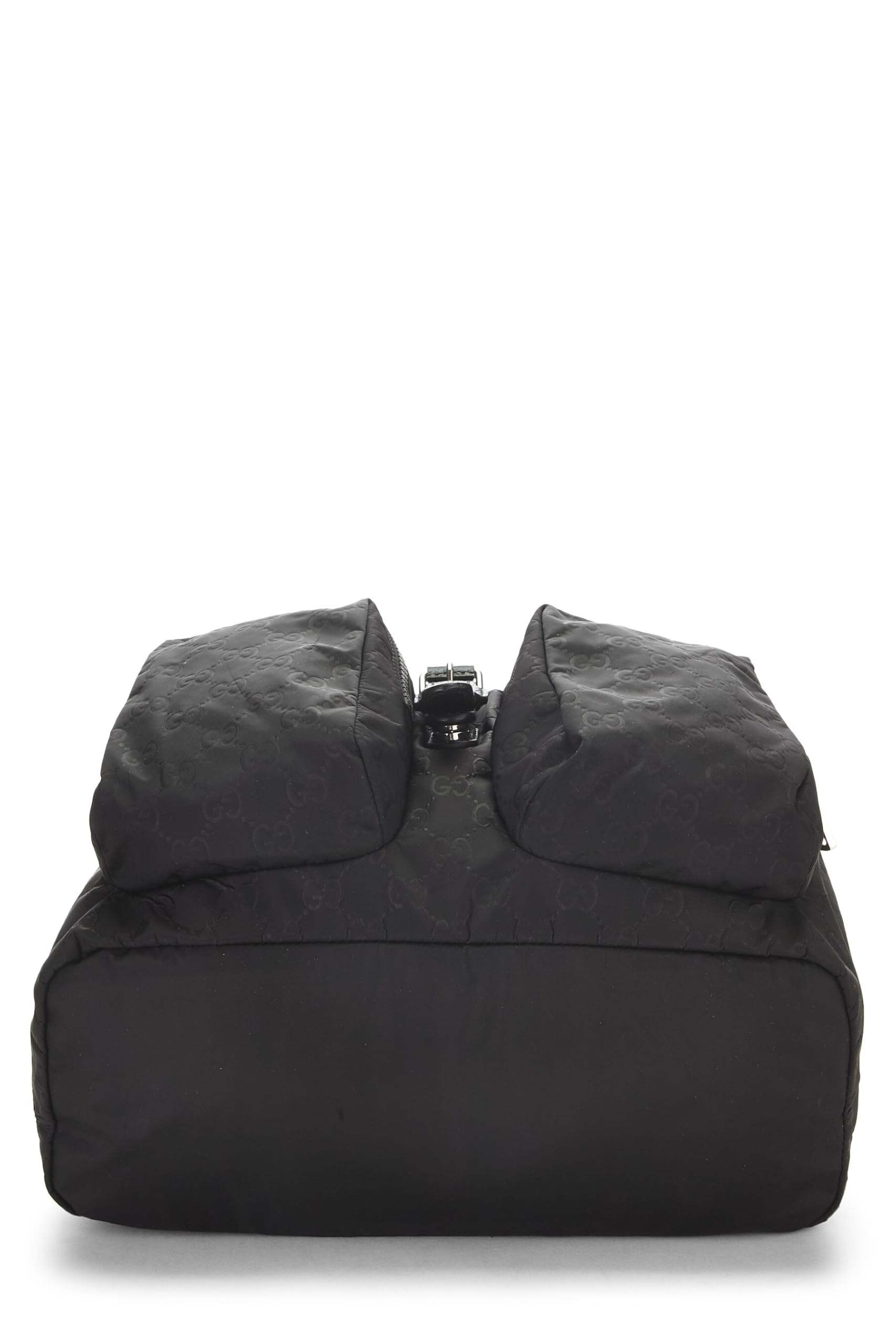 Gucci, Pre-Loved Black Nylon Double Pocket Backpack, Black