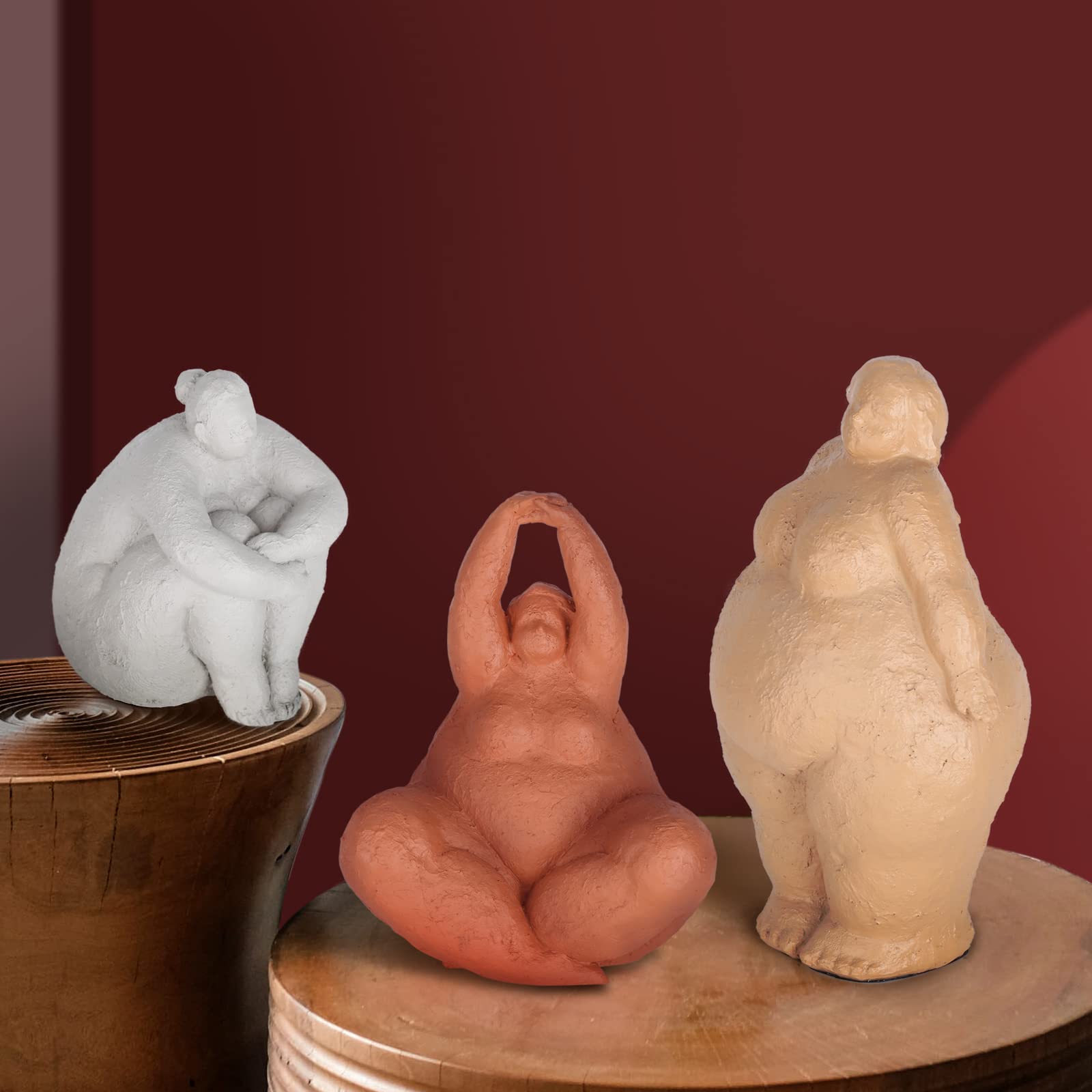 Statue Grosse Dame Yoga Résine – Figurine Femme Ronde En Pose Yoga – Décoration Moderne Zen Table Méditation