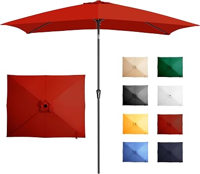 Ayge Outdoor Umbrella 6.5 Rectangular patio Umbrella for poolside red