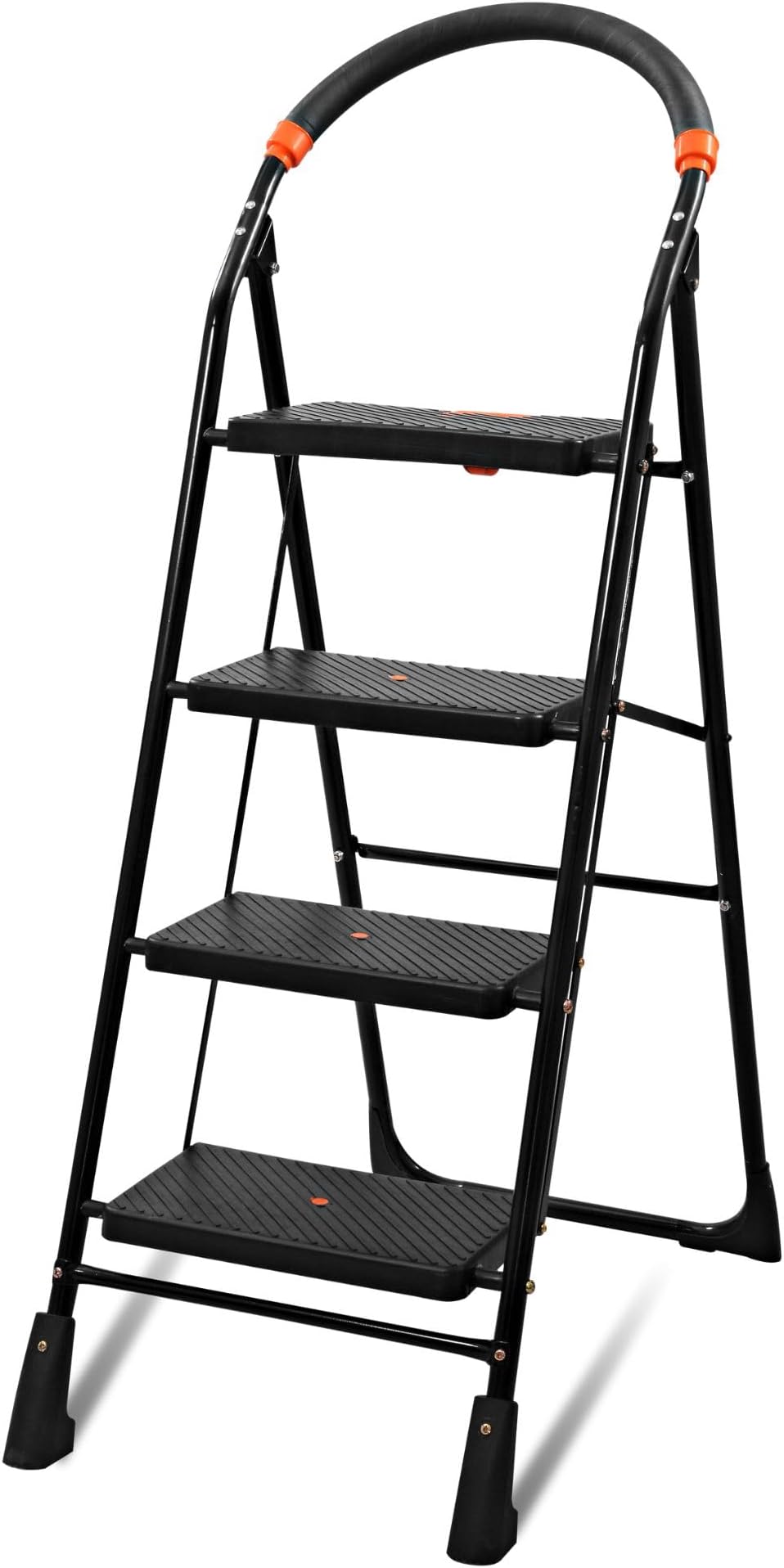 Cameo 4 Step Heavy Duty Foldable Step Ladder with Anti-Skid Shoes and Extra Strong Wide Steps (Black)