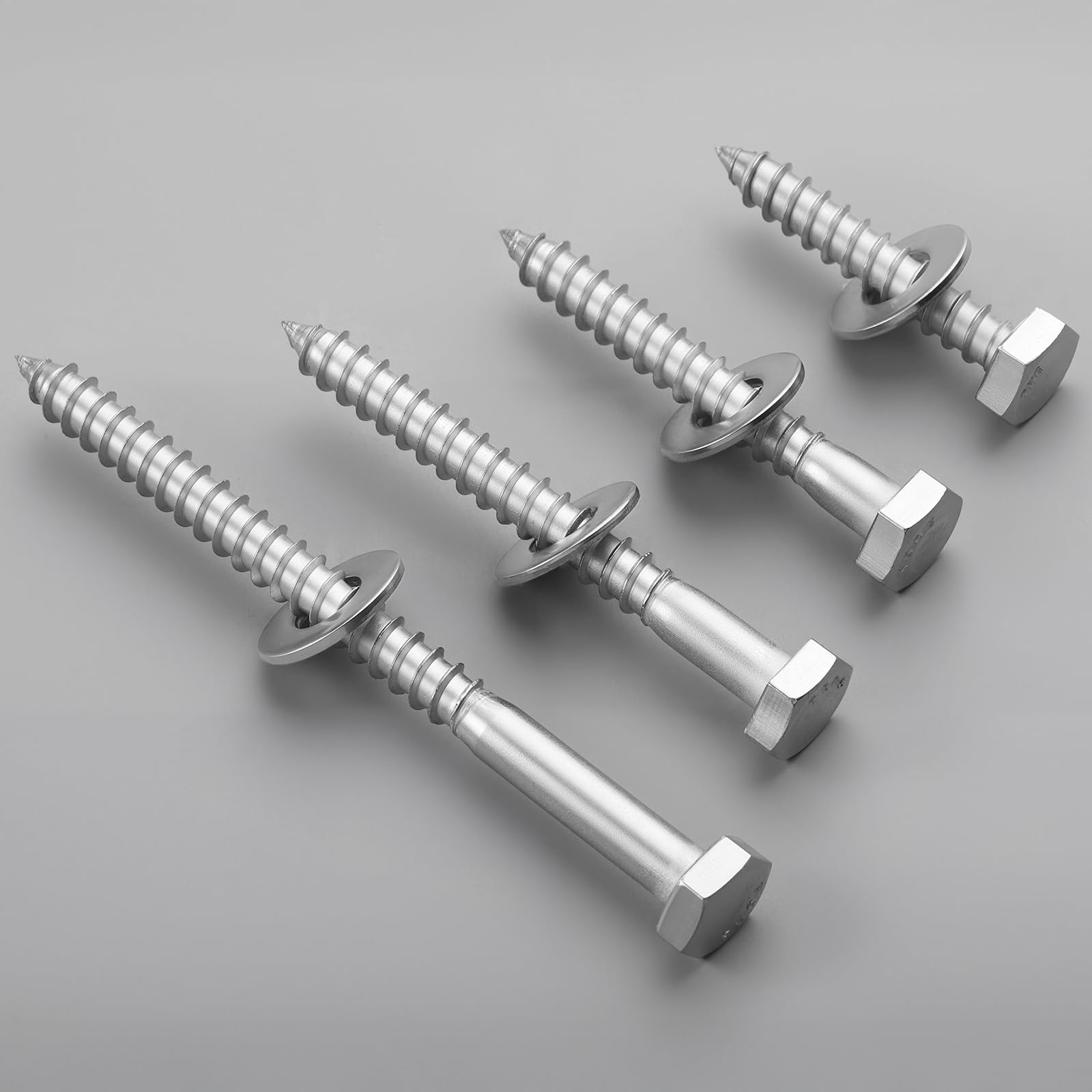 Stainless Steel Lag Screws - 20 Sets with Washers & Bit -4