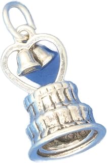Wedding Cake With Heart Topper And Bells 3D 925 Sterling Silver Charm Handcrafted, universal fit, vibrant enamel, secure design, artisan quality TREISM01577