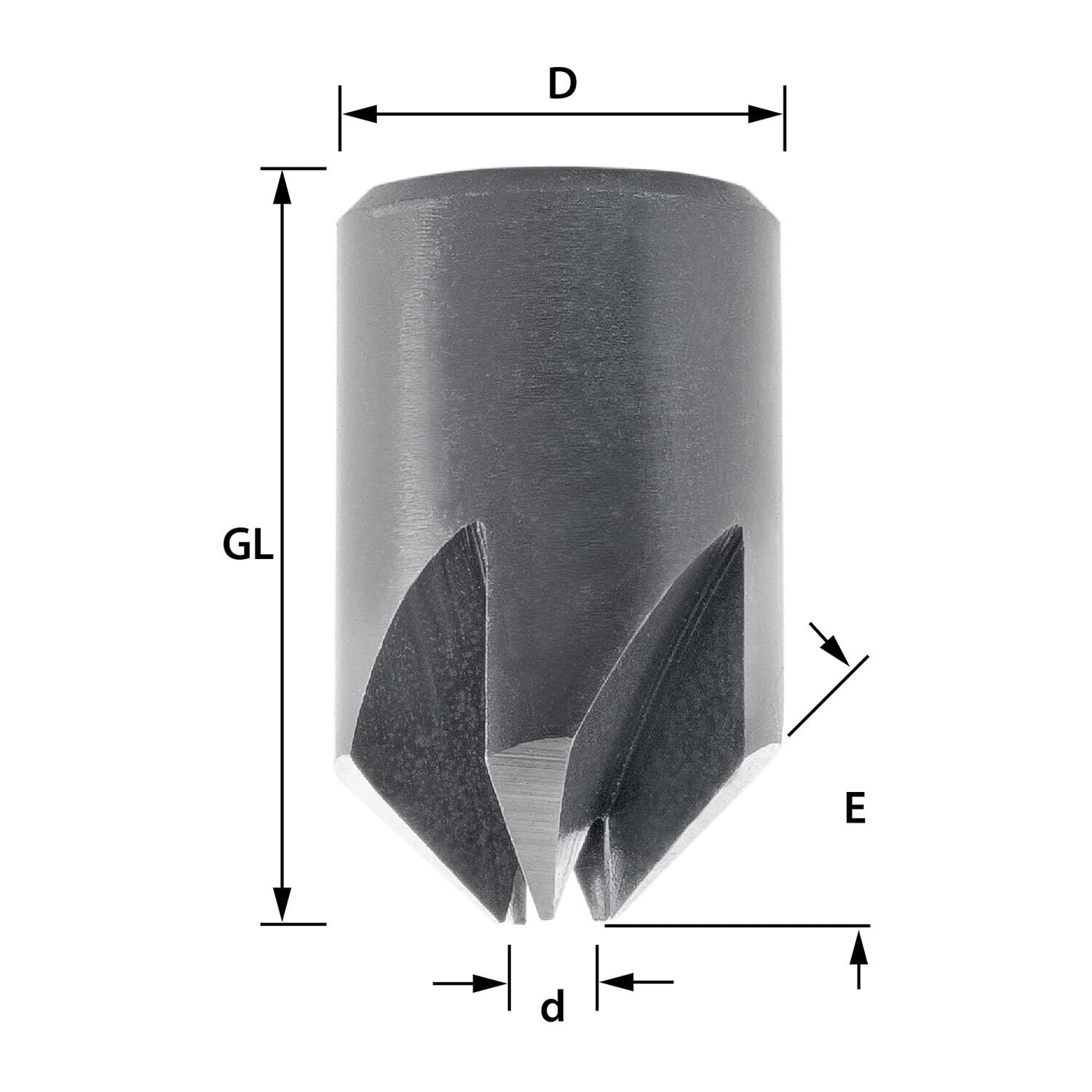 ENT 50508 Svasatore a pressione HSS, diametro (d) 8 mm, D 20 mm, E 90°, GL 25 mm, destra