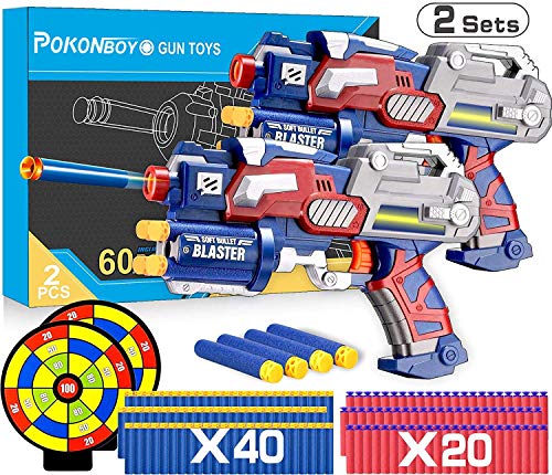 POKONBOY 2 Sets Blaster Toy Guns for Boy, Foam Bullet Toy Gun