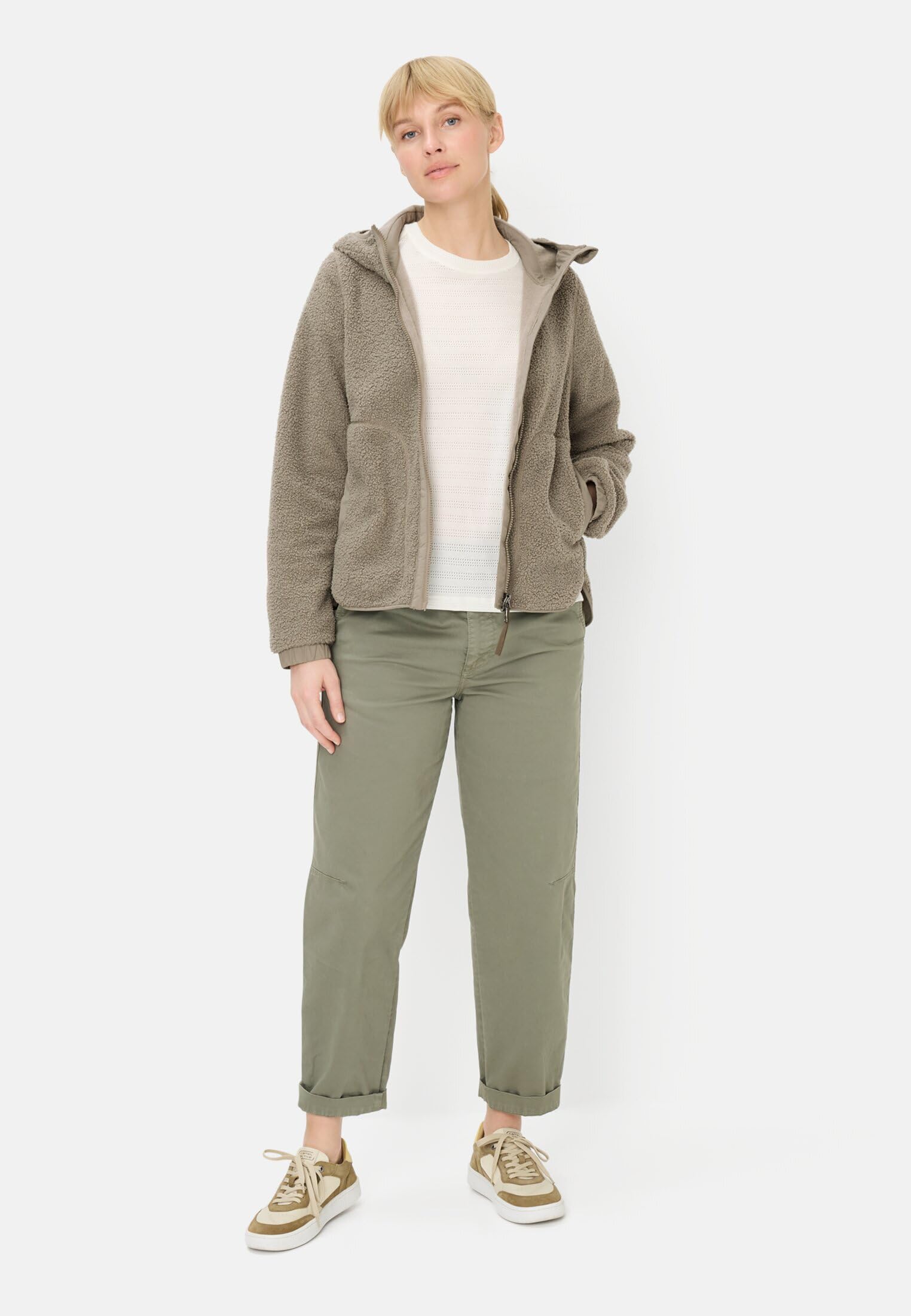 camel active Damen Polar-Fleecejacke mit Fester Kapuze