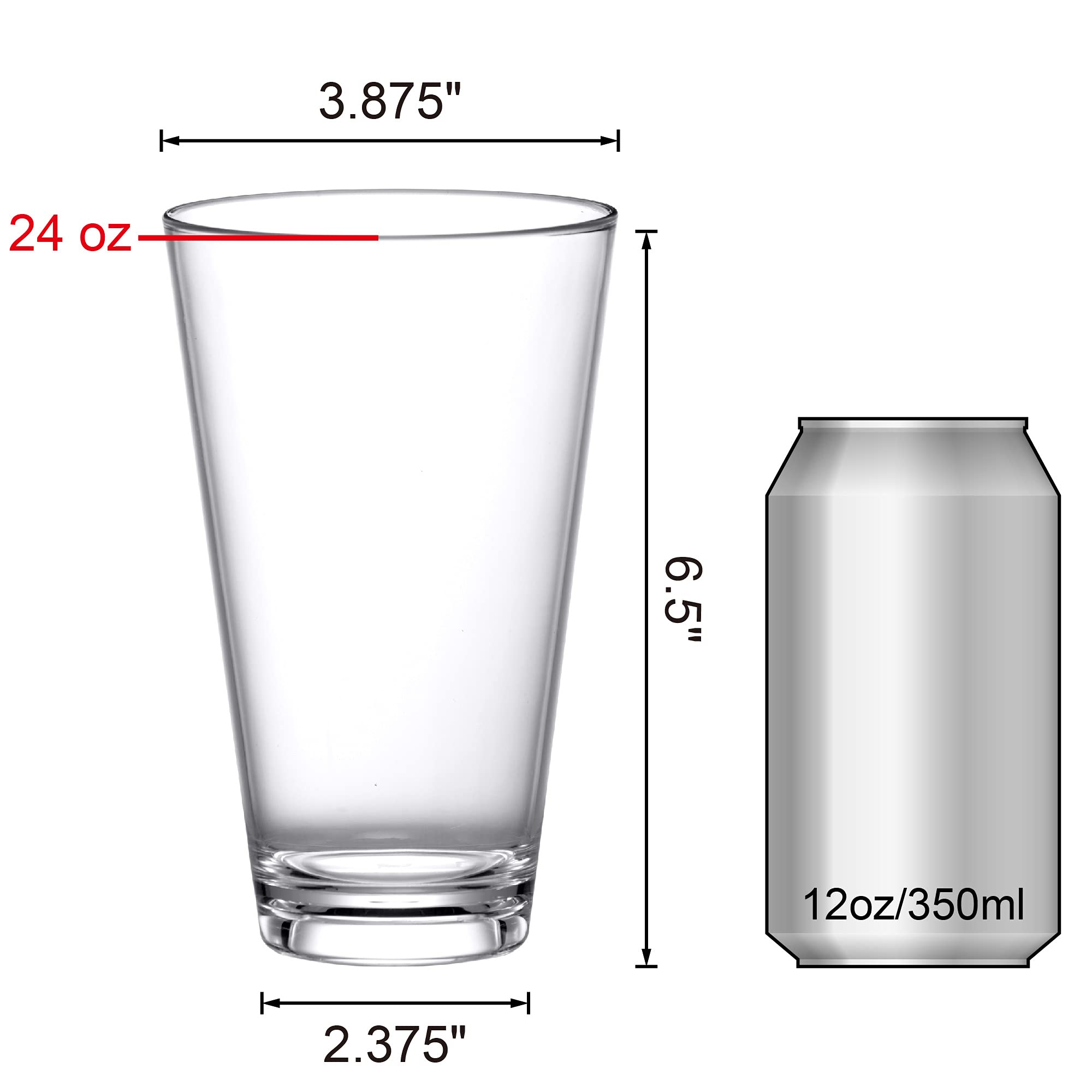 Amazing Abby - Serenity Kunststoff-Trinkgläser, transparent, wiederverwendbar, stapelbar, BPA-frei, bruchsicher, spülmaschinenfest, 680 ml, 6 Stück