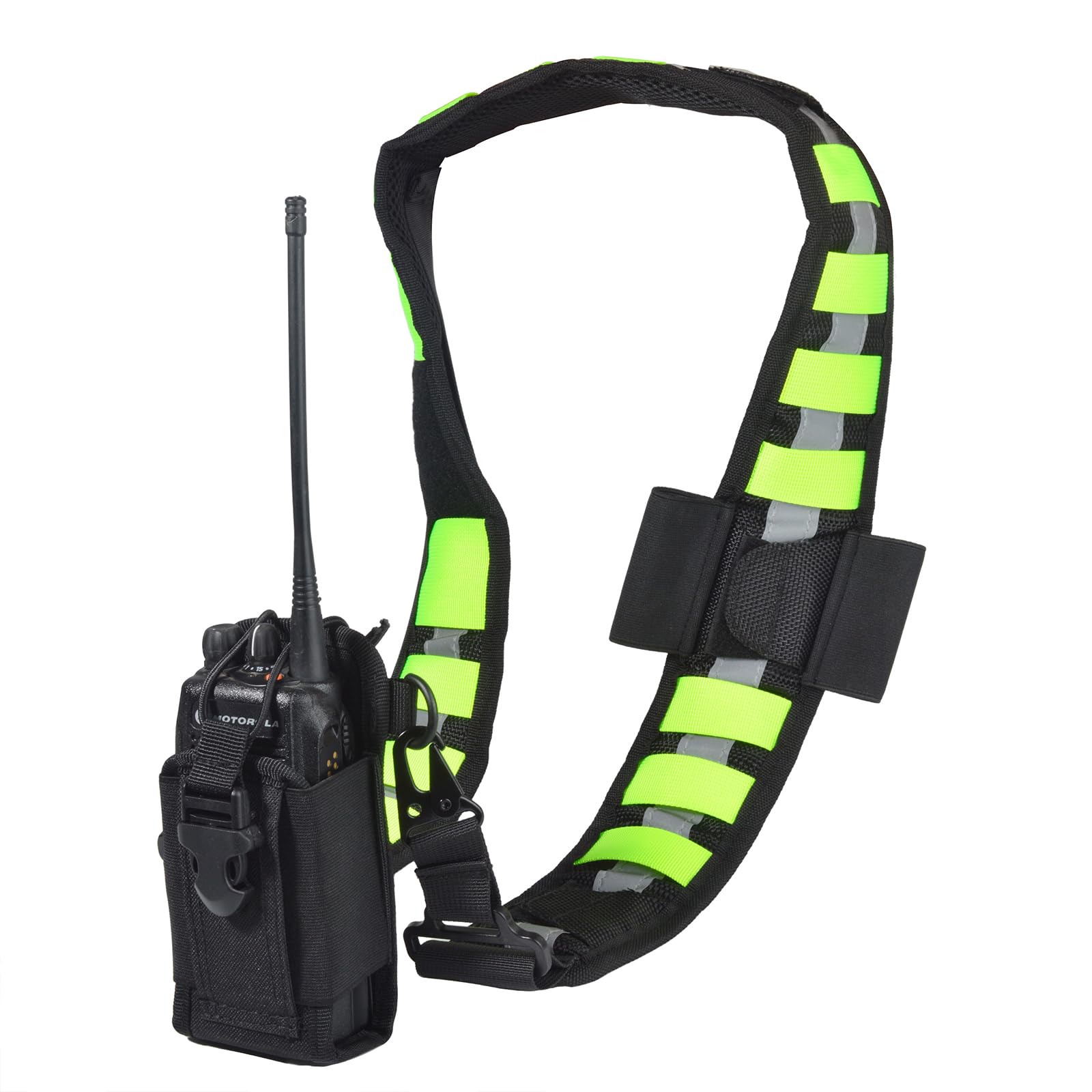 TWAYRDIO Kit de funda de correa de radio, correa de hombro ancha ajustable con clip de micrófono y diseño acolchado antioscilación, compatible con varios tipos de walkie-talkies
