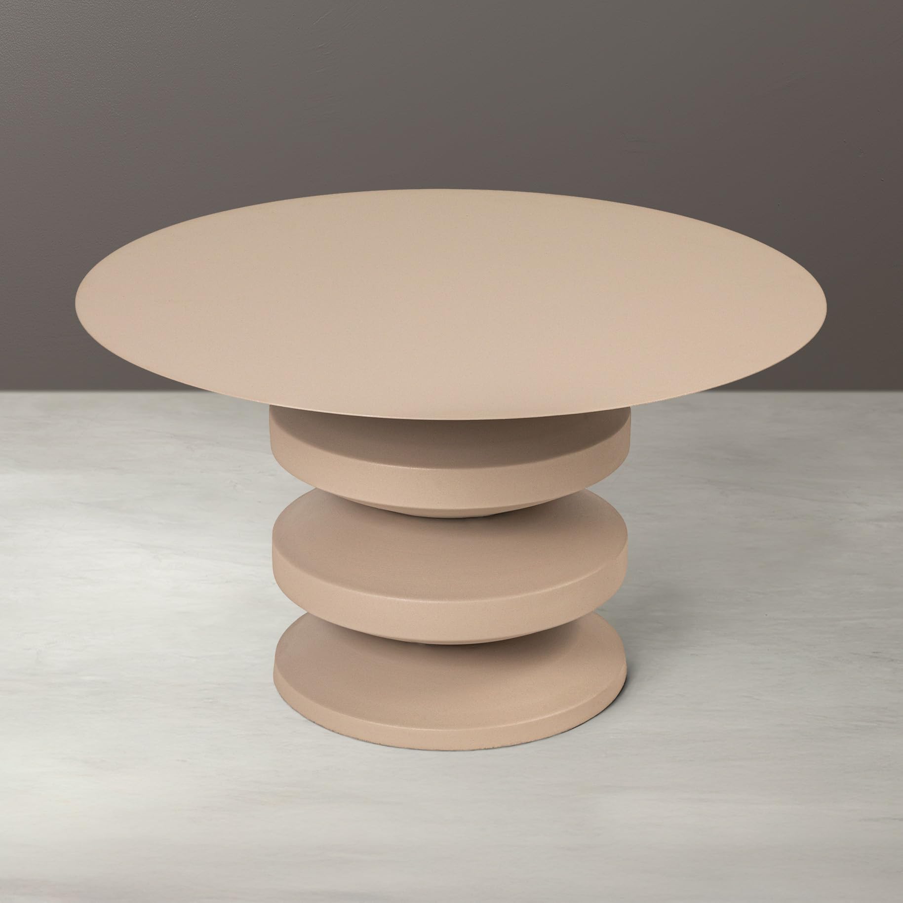 Creative Co-Op Metal Accordion Coffee Table, Beige