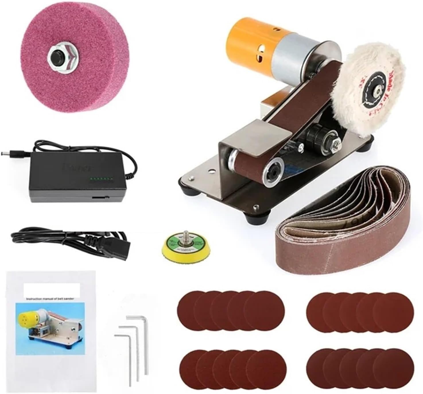 PUCHEN belt sander Mini Electric Belt Sander Polishing Machine Multifunctional Grinder Belt Sander 7 Gears Adjustable Cutter Edges Sharpener (Color : 110V), PUCHEN1234