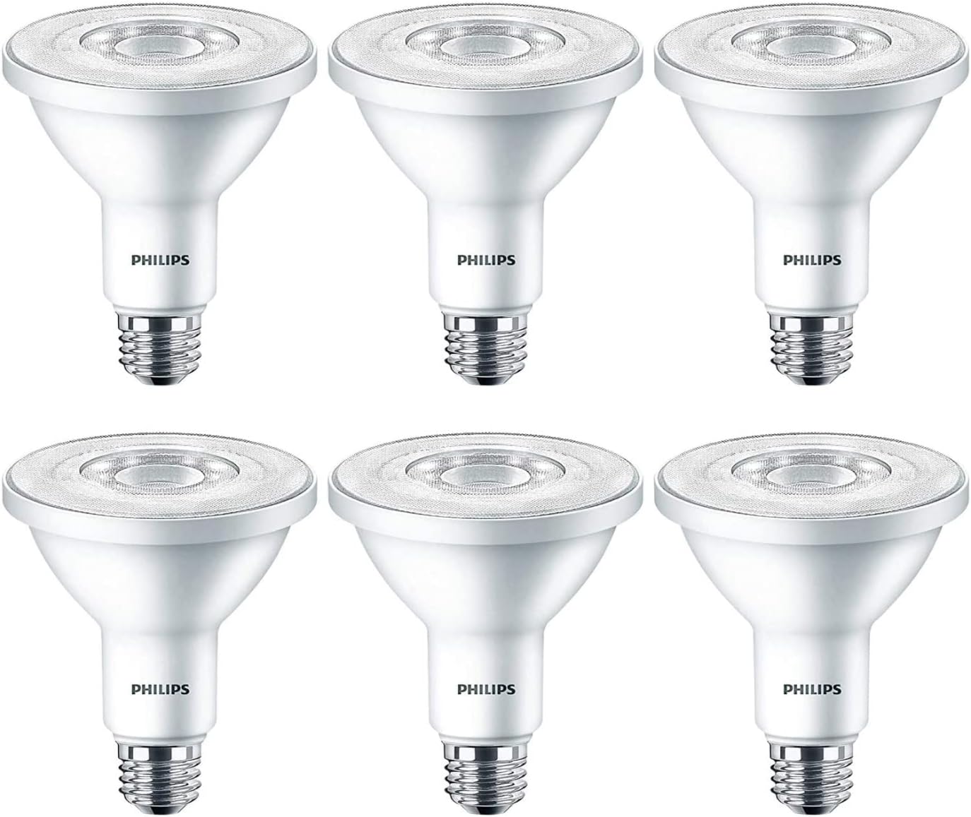Philips 529719 Par30 (6 Pack) 10W = 75W Long Neck Dimmable Indoor Outdoor 3000K 850 Lumens 25 Degree Beam 7…