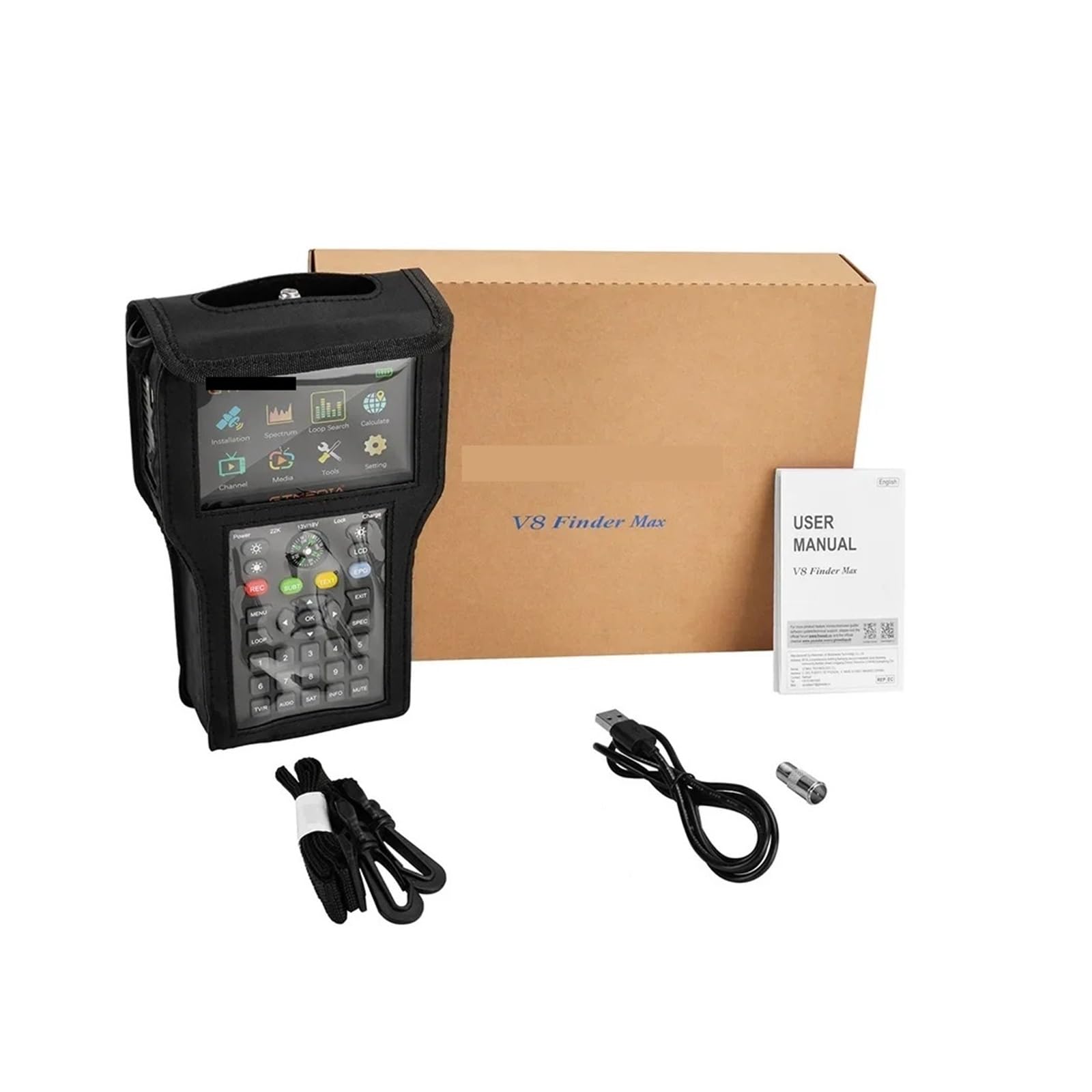 Buscador de satélites, V8 Finder MAX DVB-S/S2/S2X H.264/H.265 Detector De Señal TV Vía Satélite,Medición de señal Sat
