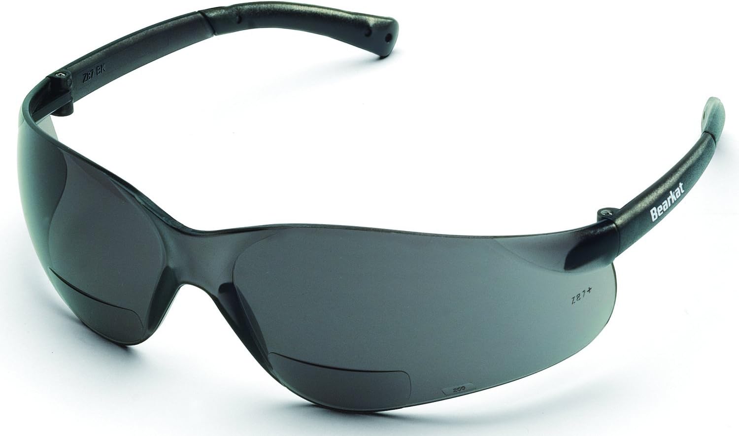 Crews BKH10 BearKat Magnifier Polycarbonate 1.0 Diopter Clear Lens Safety Glasses with Non-Slip Hybrid Black Temple Sleeve, 1 Pair (Pack of 2)