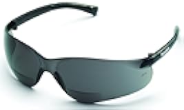 MCR Safety Crews BKH15G BearKat Magnifier Polycarbonate 1.5 Diopter Gray Lens Safety Glasses with Non-Slip Hybrid Black Temple Sleeve