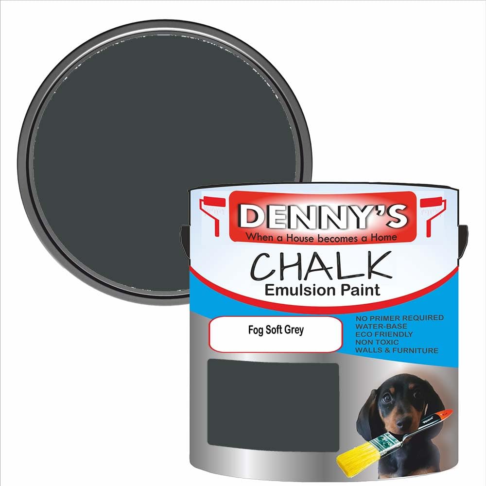 SCOOBYS PAINTS BACK IN THE MIX Chalk Emulsion Matt Paint, Water-Based, No Primer Required, For Walls and Furniture Grey, (Fog Soft Grey, 250Ml Tin)