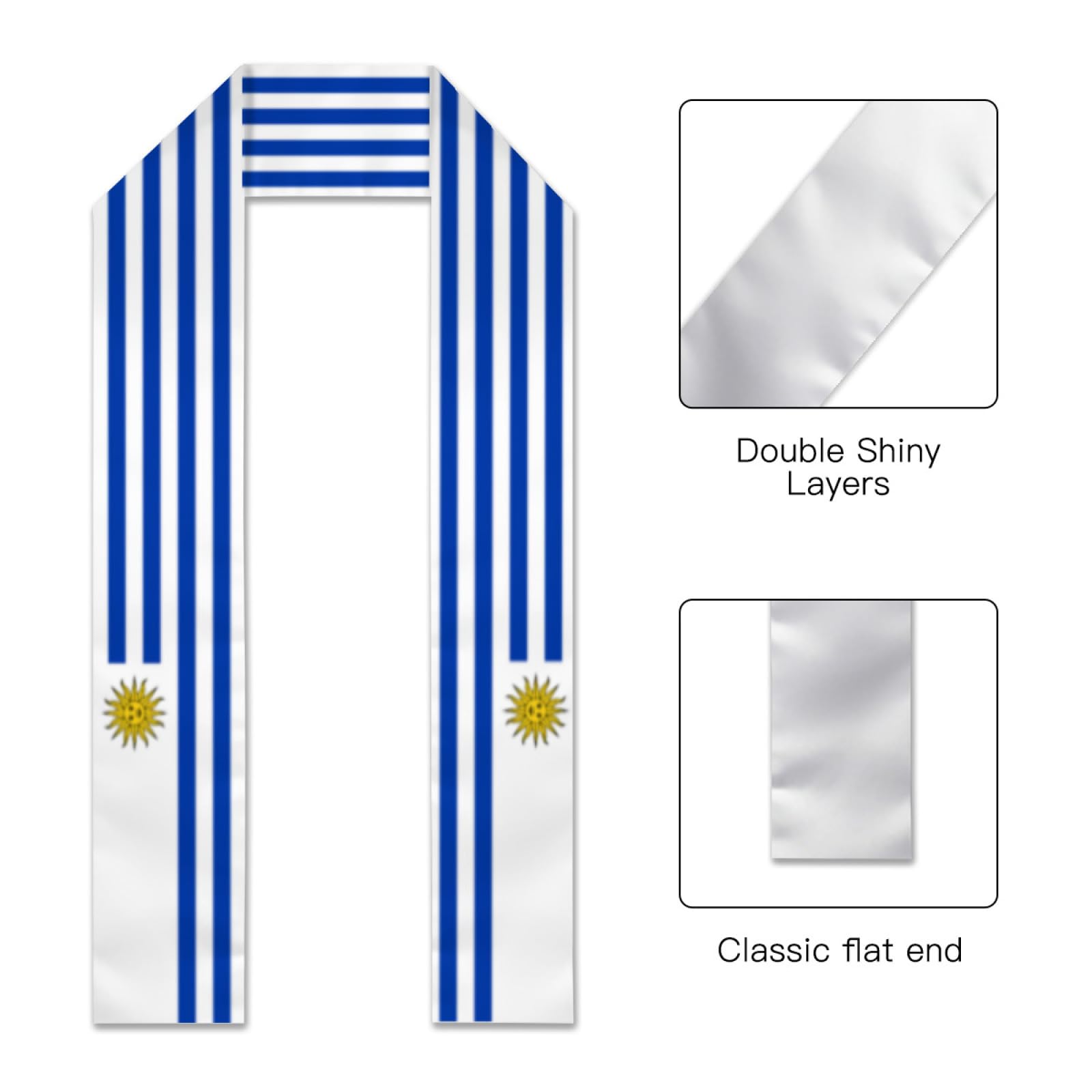 Vintage Uruguay Uruguayan Flag Graduation Stole Sash Shawl for Men Women Thickened Scarf for International Students Teachers Study Aboard Graduate Gift 72 inches Unisex