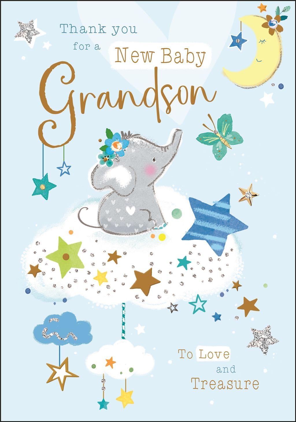 New Baby Great Granddaughter Thank You Card - Bunny Rabbit Toy - Special Finishes And
