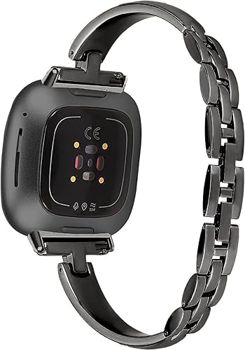 Vista 44 de Correa de metal delgada compatible con Fitbit Versa 4/Fitbit Sense 2 Band Cute Women (dorado)