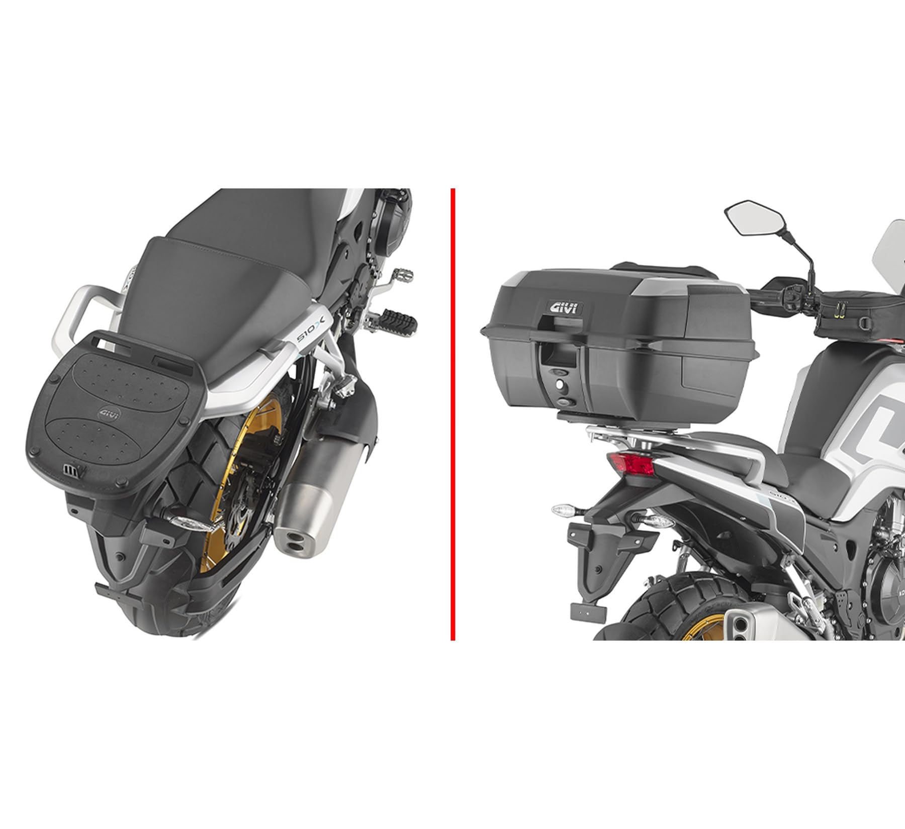 givi motorradkoffer b32n monolock silber 32 lt + träger kompatibel mit kove 510 x 2024 mototopgun b32n + sr9650