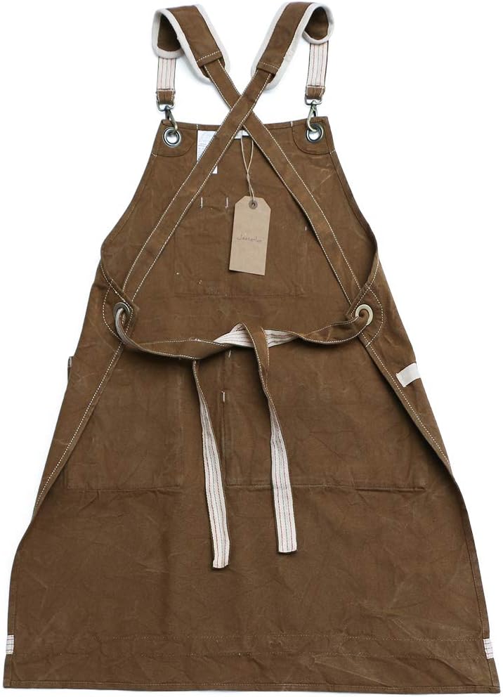 Jeanerlor Water-Resistant Work Aprons Heavy Duty Waxed Canvas Tool Apron