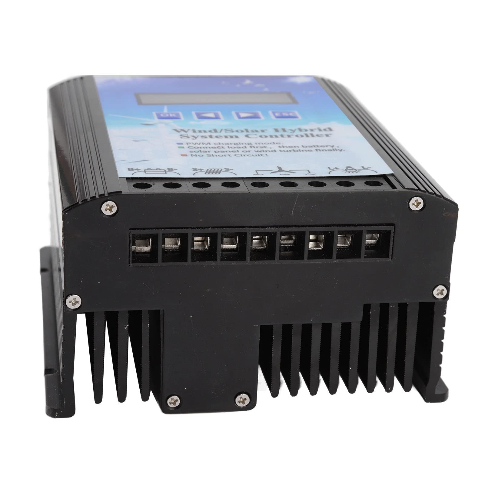 Controlador Híbrido Solar Eólico, Cargador PWM 12V 24V Pantalla LCD para Sistemas Generación Off Grid