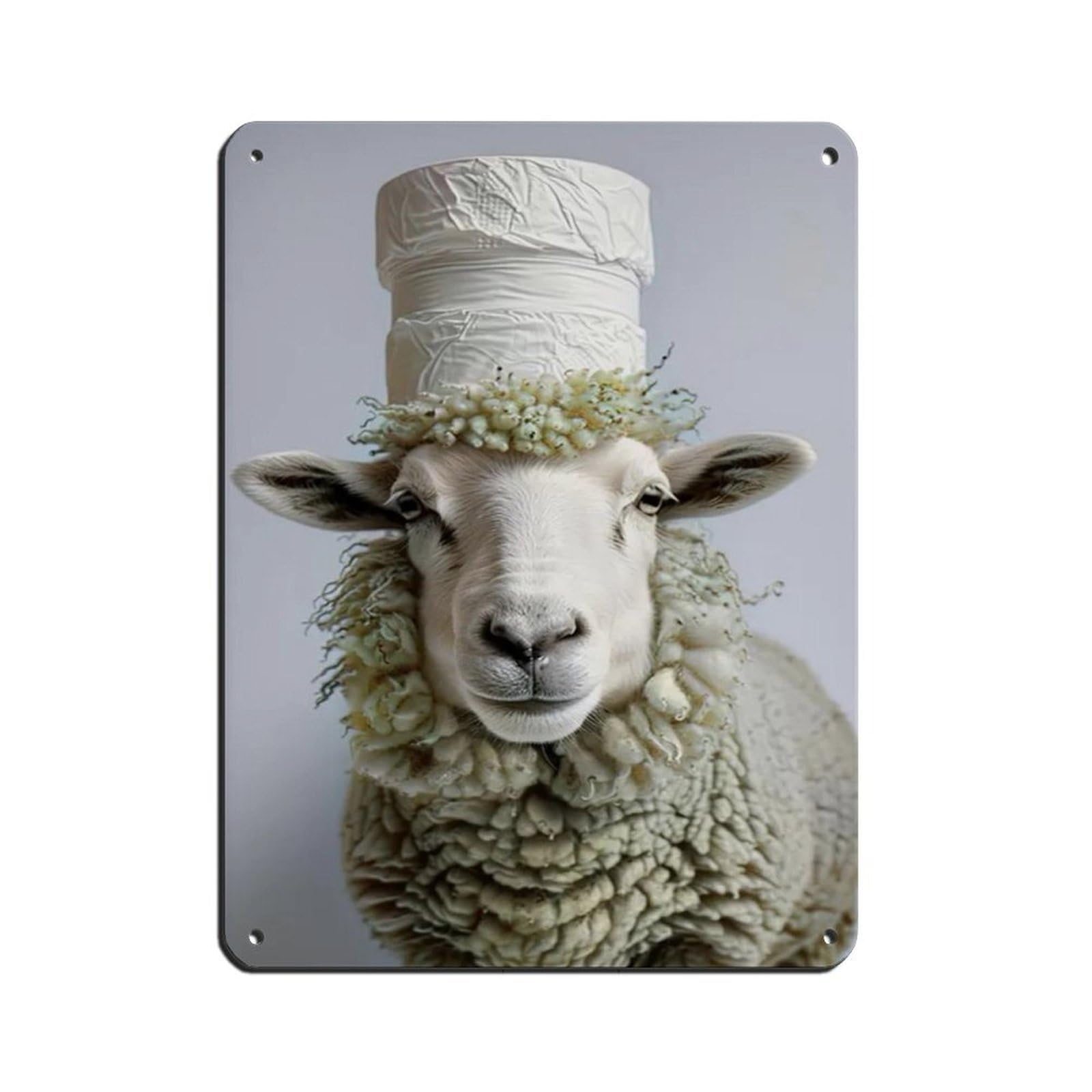 Funny Sheep Bathroom Art Retro Poster Metal Tin Sign Chic Art Retro Iron Painting Bar People Cave Cafe Family Garage Poster Wall Decoration 12x16inch(30x40cm)