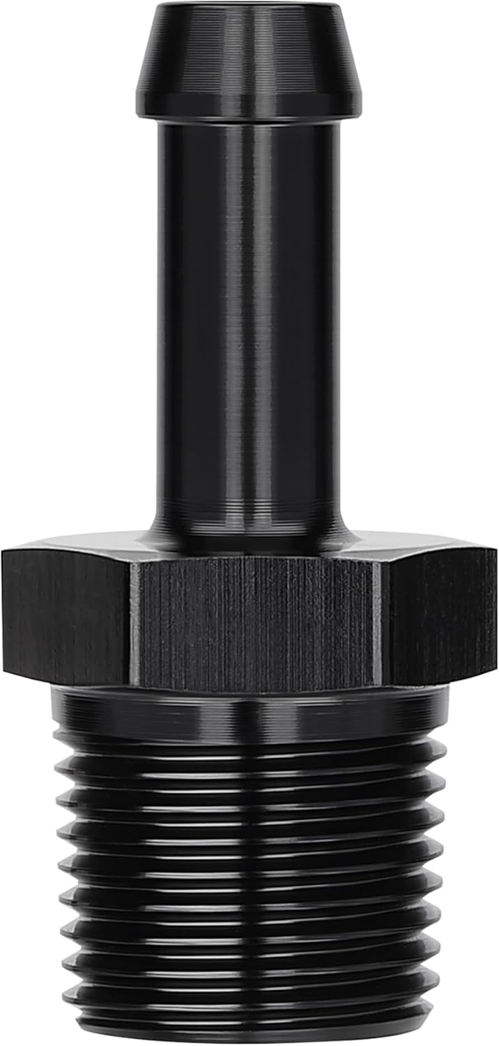 EVIL ENERGY 1/2" NPT Male to 5/8" Barb Fitting Adapter 90 Degree Aluminum Black