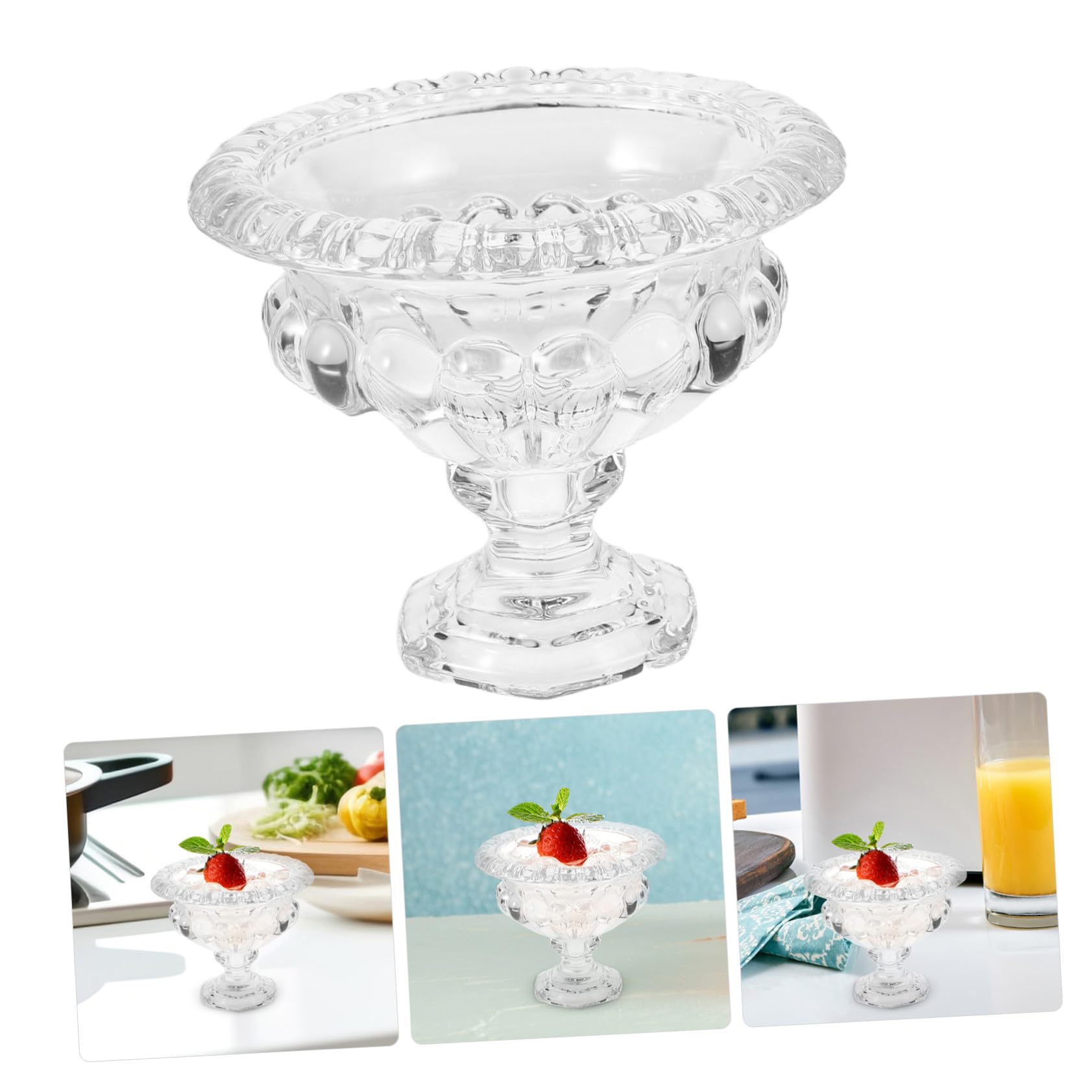 SHINEOFI Coppe Gelato Piedistallo in Vetro Stile Europeo Vintage per Vacanze Estive, Facili da Pulire e Perfette per Bevande Fresche in Cucina