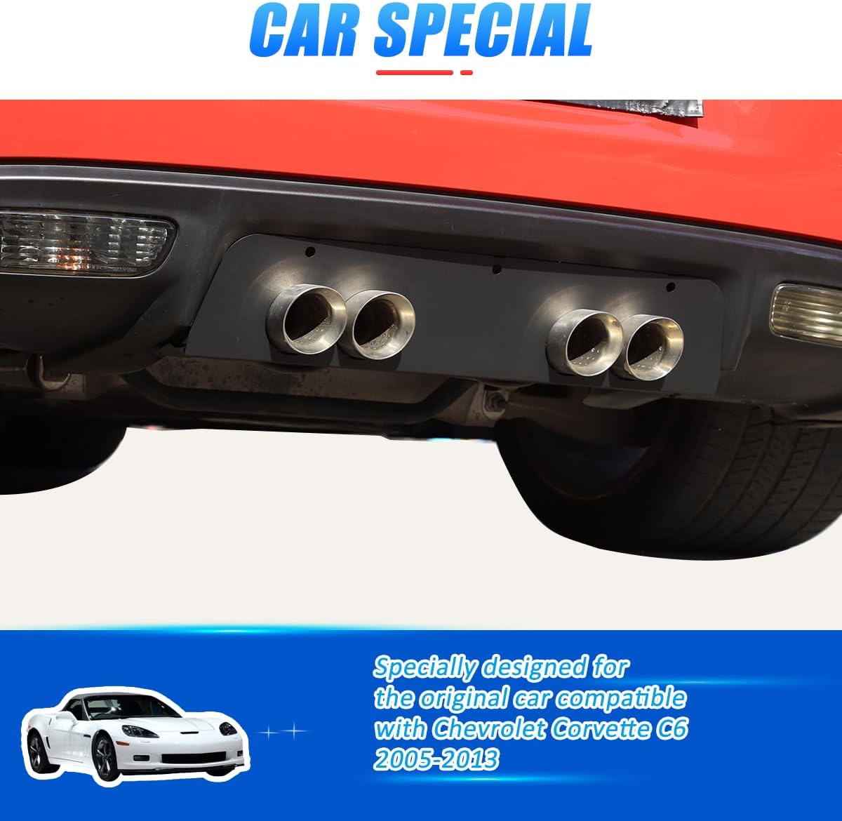 Stainless Steel Exhaust Filler Panel Compatible with Chevrolet Corvette C6 2005-2013 Rear Bumper Exhaust Pipe Protection Baffle,Car Exhaust Muffler Tail Pipe Trim Accessories (Black)