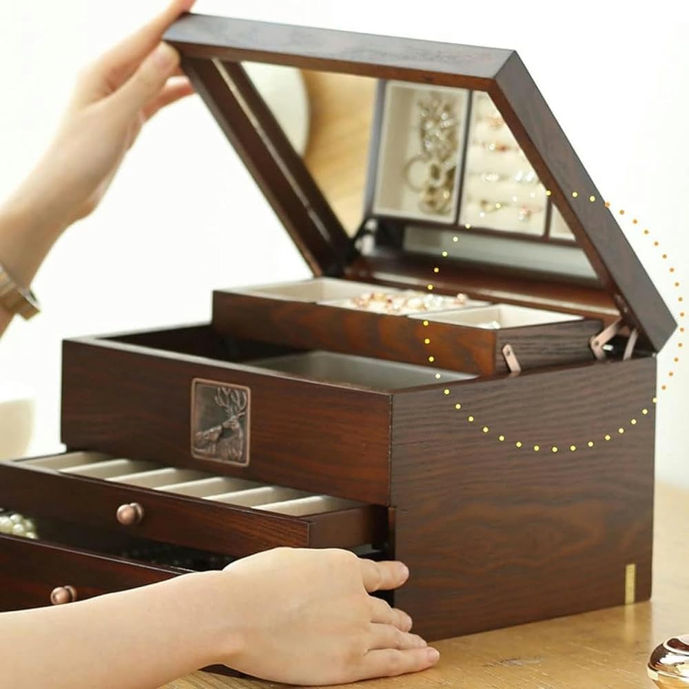 Organizador De Joyas De 10,23 Pulgadas, Caja De Almacenamiento Retro De Madera, Caja Pequeña para Guardar Anillos, Pulseras, Collares, Pendientes Y Relojes.