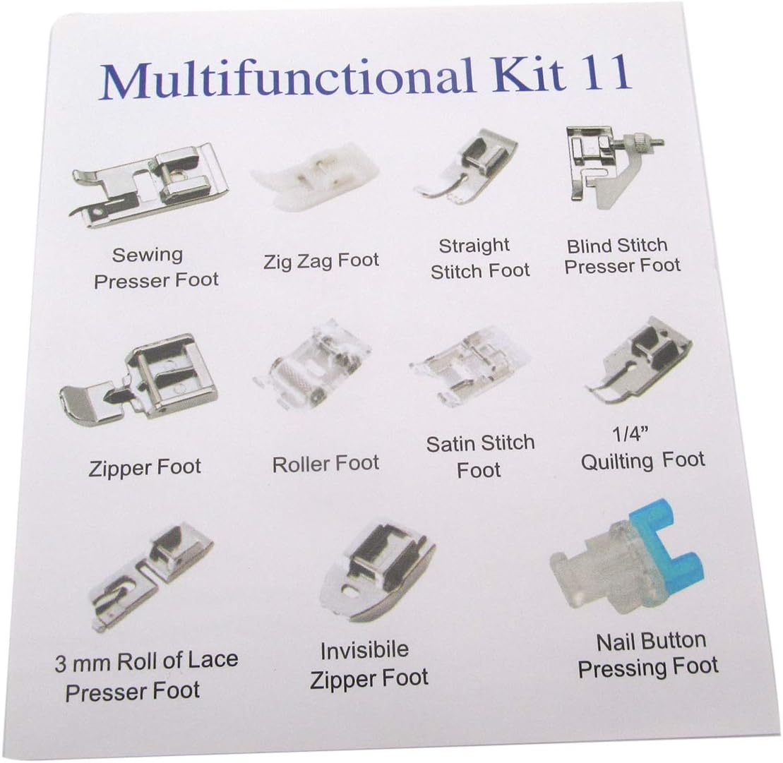 CKPSMS Brand -11PCS Multifunction Presser Foot Spare Parts Accessories Compatible with/Replacement for Brother Brand Singer Brand Janome Brand Butterfly Brand etc Sewing Machine (KP-19045)