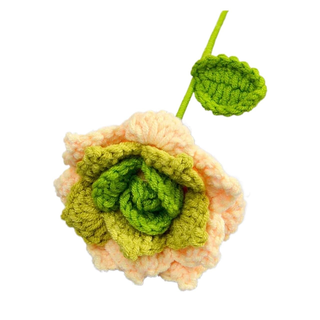 Ndsjaie Gradient Green Fabric Flowers Home Decor 1Pc Handmade Crochet Flower Bouquets, Knitted Fabric Rose Bouquet For Diy Home Decor, For Woman Wife Mom Girlfriend Lovers For Wedding Celebration Decor(Gradient Green)