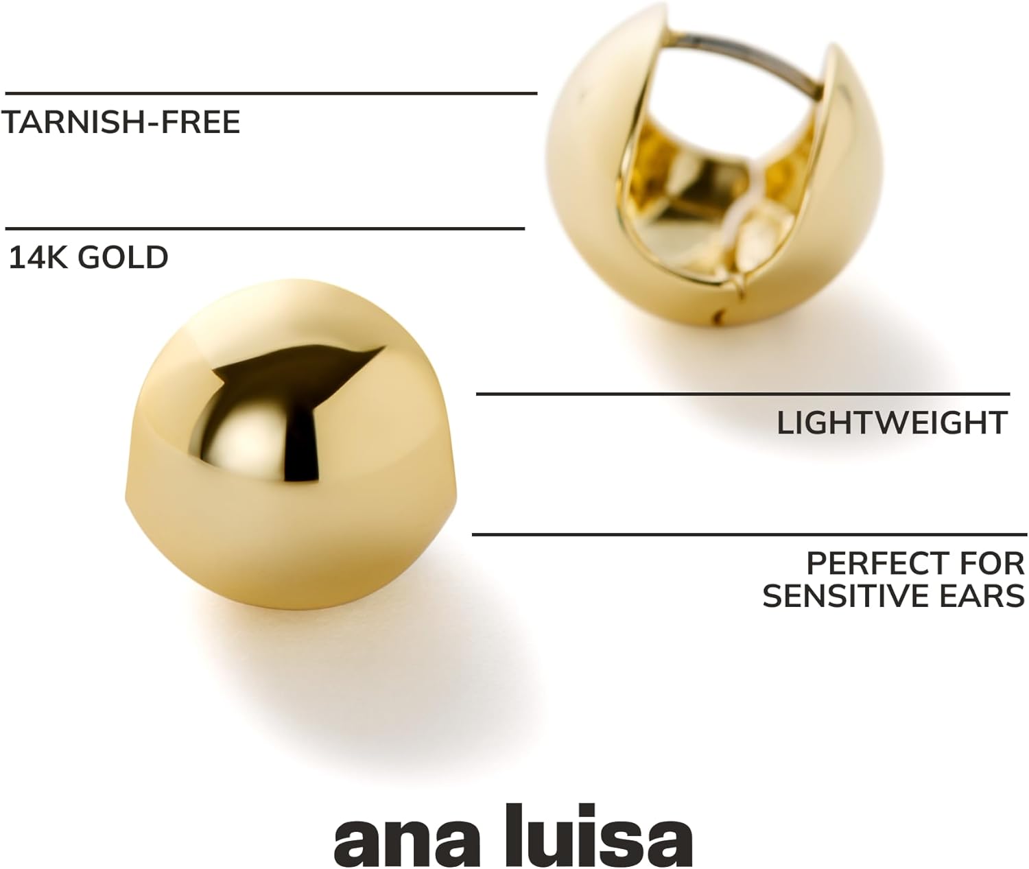 Ana Luisa Sphere Hoop Earring -Abby and Dakota Styles Womens Earrings - Trendy 14K Gold Plated, Silver Rhodium Plated w/Blue Marble - Mini Huggie Hoop Earrings for Women Hypoallergenic & Tarnish-Free - Image 3