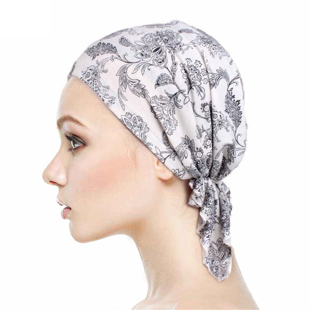Locisne Bufanda de cabeza pre-impresa estampada para mujer Sombrero de cabeza de turbante Chemo Beanie Headwear para cáncer, quimioterapia, pérdida de cabello