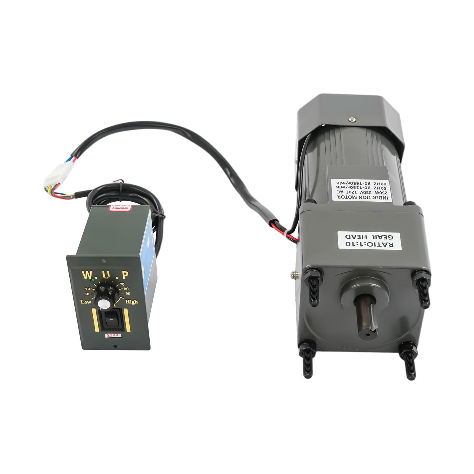 Motor de engranaje de 220 V, 10 K 250 W, motor de engranaje helicoidal con reductor y regulador de velocidad, 135 rpm, velocidad ajustable, 60 dB y 40 uF, motor eléctrico para máquinas de cría de