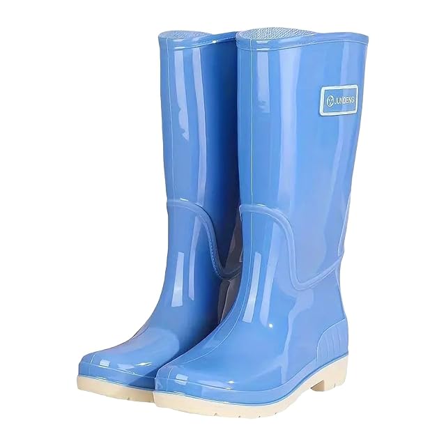 Tall Rain Boots for Women Waterproof Tall Knee High Rubber Boots Comfort Garden Boot Anti-Slip Mid Heel Outdoor